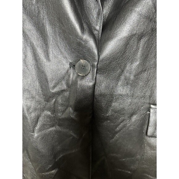 ZARA Faux Leather Blazer Jacket Black One Button Women’s Size S - Picture 2 of 7
